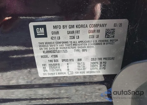 2020 Buick Encore Gx Fwd Select z USA, uszkodzony, nr VIN KL4MMDS27LB117525